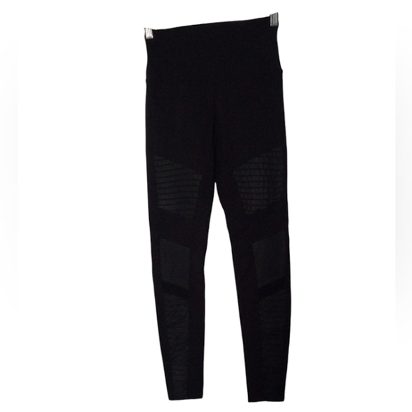 Alo High-Waist Moto Sport Leggings with Mesh Panels In Black Size Small - Picture 1 of 7